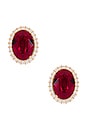 view 1 of 2 Omega Clasp Oval Stud in Red & Gold