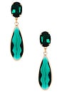 view 1 of 2 Omega Clasp Mono Colour Drop Earrings in Green & Gold