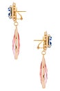 view 2 of 2 Stud Clip Oval & Tear Pendant Earrings in Blue, Pink, Crystal & Gold