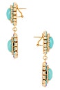 view 2 of 2 Omega Clasp Double Oval Cluster Earrings in Blue, Green, Pink & Gold