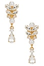 view 1 of 2 Drop Leaf Motif Earrings in White & Crystal & Gold