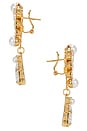 view 2 of 2 Drop Leaf Motif Earrings in White & Crystal & Gold