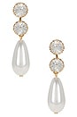 view 1 of 2 Double Round Drop Earrings in Clear Pearl