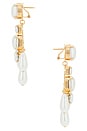 view 2 of 2 Omega Clasp Chandelier Earrings in Cream, Crystal, & Gold