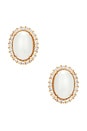 view 1 of 2 Omega Clasp Oval Stud in Cream, Crystal, & Gold