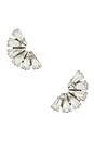 view 1 of 2 Omega Clasp Fan-shaped Detail Stud in Crystal & Silver