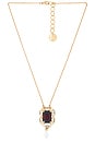 view 1 of 3 Small Square Pendant With Drop Necklace in Burgundy, Crystal, & Gold