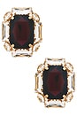 view 1 of 2 Omega Clasp Square Stud in Burgundy, Crystal, & Gold