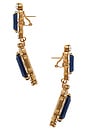 view 2 of 2 Omega Clasp Double Square Drop Earrings in Blue, Crystal, & Gold