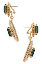 view 2 of 2 Omega Clasp Oval Disc Chandeliers Drop Earrings in Green, Crystal, & Gold