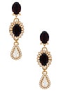 view 1 of 2 Omega Clasp Double Drop Chandelier Drop Earrings in Burgundy, Crystal, & Gold