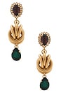 view 1 of 2 Omega Clasp With Square Pendant Earrings in Burgundy, Green, & Gold