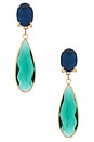 view 1 of 2 Omega Clasp Colour Drop Earrings in Blue, Green, & Gold