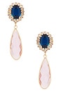 view 1 of 2 Stud With Clip Oval & Tear Pendant Earrings in Blue, Pink, & Gold