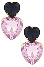 view 1 of 2 Omega Clasp Double Heart Stud Earrings in Blue, Pink, & Gold
