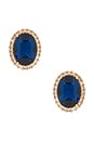 view 1 of 2 Omega Clasp Oval Stud in Blue, Crystal, & Gold