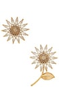 view 1 of 2 Asymmetric Daisy Earrings in Crystal & Gold