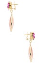 view 2 of 2 BOUCLES D'OREILLES PENDANTES in Fuchsia, Light Rose & Gold