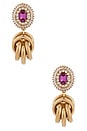 view 1 of 3 BOUCLES D'OREILLES in Fuchsia, Crystal & Gold