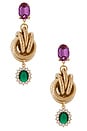view 1 of 3 BOUCLES D'OREILLES in Fuchsia, Green & Gold