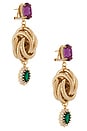 view 2 of 3 BOUCLES D'OREILLES in Fuchsia, Green & Gold