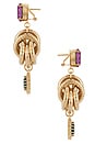 view 3 of 3 BOUCLES D'OREILLES in Fuchsia, Green & Gold