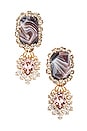 view 1 of 3 PENDIENTES DE LÁGRIMA AGATE STRASS in Pink, Grey & Gold
