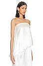 view 2 of 4 TOP ASIMÉTRICO SIN TIRANTES ASHLEE in Metallic White