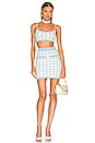 view 4 of 4 Sadie Knit Plaid Mini Skirt w/ Pockets in Baby Blue & White