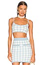 view 1 of 4 Sadie Knit Plaid Cropped Tank in Baby Blue & White