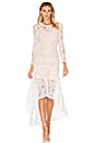 view 1 of 4 Galella Lace Asymmetric Maxi Dress in White