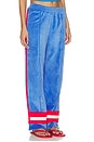 view 2 of 6 Velour Stripe Trackpant in Cerulean Blue