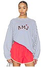 view 1 of 5 T-SHIRT VOLANTÉ MANCHES LONGUES AMJ in Dark Navy