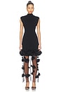 view 1 of 4 ROBE MIDI EN MAILLE FLEURA  in Black