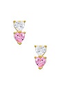 view 1 of 2 Double Heart Stud Earrings in Sapphire Pink