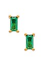 view 1 of 2 Mini Colored Baguette Stud Earrings in Emerald Green