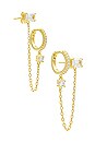view 2 of 3 Pave Huggie Chain & Stud Earring in Gold