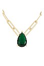 view 2 of 2 Emerald Teardrop Paperclip Necklace in Emerald Green