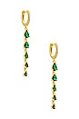 view 1 of 3 Colored Graduated Teardrop Drop Huggie Earrings in Emerald Green