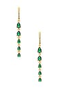 view 2 of 3 Colored Graduated Teardrop Drop Huggie Earrings in Emerald Green
