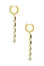 view 3 of 3 Colored Graduated Teardrop Drop Huggie Earrings in Emerald Green