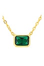 view 2 of 2 Colored Emerald Bezel Solitaire Necklace in Emerald Green