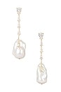 view 1 of 3 Dangling Cz Baroque Pearl Stud Earrings in Gold