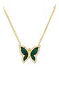 view 2 of 2 Pave Gemstone Butterly Necklace in Malachite
