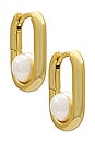 view 1 of 3 Oval & Pearl Huggie Earring in Pearl White