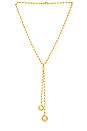 view 1 of 2 Double Ball Link Drop Lariat Necklace in Gold