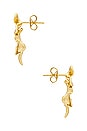 view 2 of 2 Double Flower Drop Stud Earring in Gold