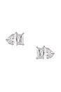 view 1 of 3 Cz Teardrop X Baguette Stud Earring in Silver