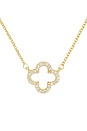 view 2 of 3 Pave Outlined Four Leaf Clover Necklace in Mother Of Pearl