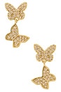 view 1 of 2 BRINCO DE PINO PENDURADO PAVE DOUBLE BUTTERFLY SIDEWAY in Gold